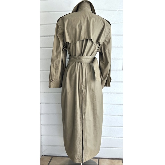 Vintage 1980's RALPH LAUREN Full Length Double Breasted Trench Coat in Khaki -12 - Picture 4 of 13